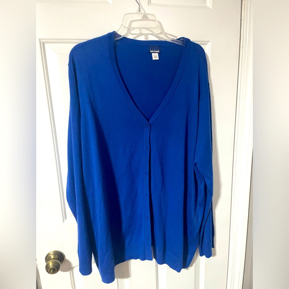 Basic Edition-Royal Blue Cardigan Sweater-Size 3X